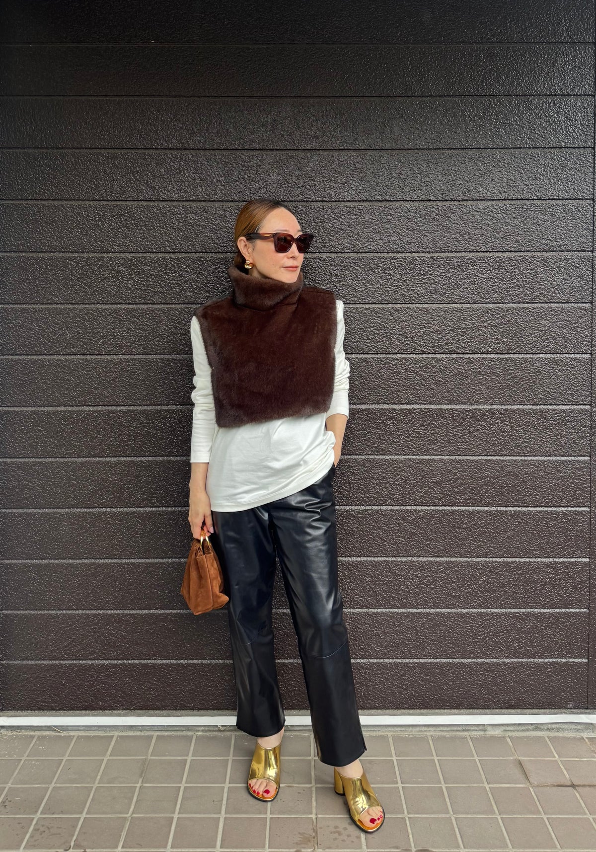 eco mink vest/brown