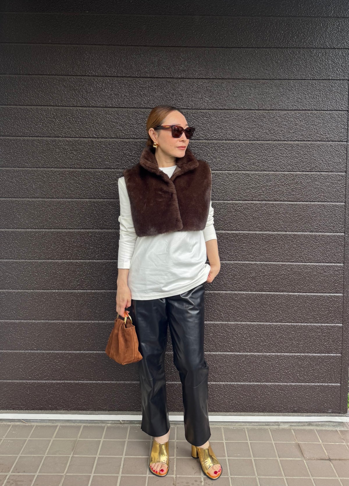 eco mink vest/brown