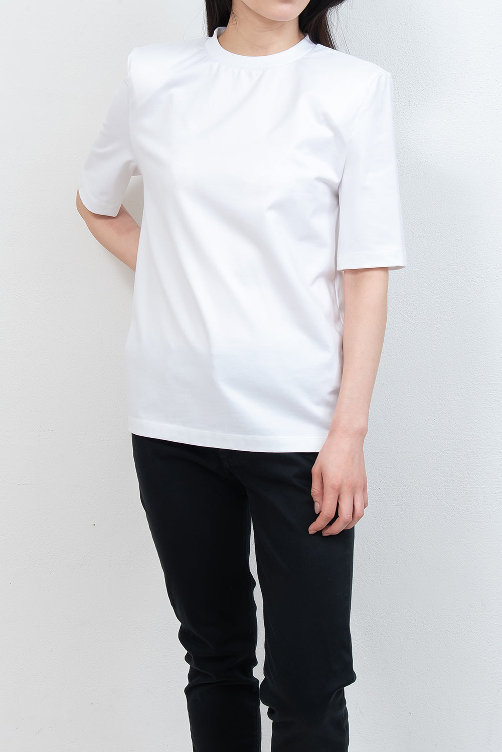 7/下旬お届け<Foundation Wear> Edge Tee/white（ショルダーパッドTシャツ・肩パッドT）